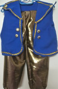 Kids Costumes to Hire - Aladdin - Blue waistcoat & Gold Pants - Child 2piece